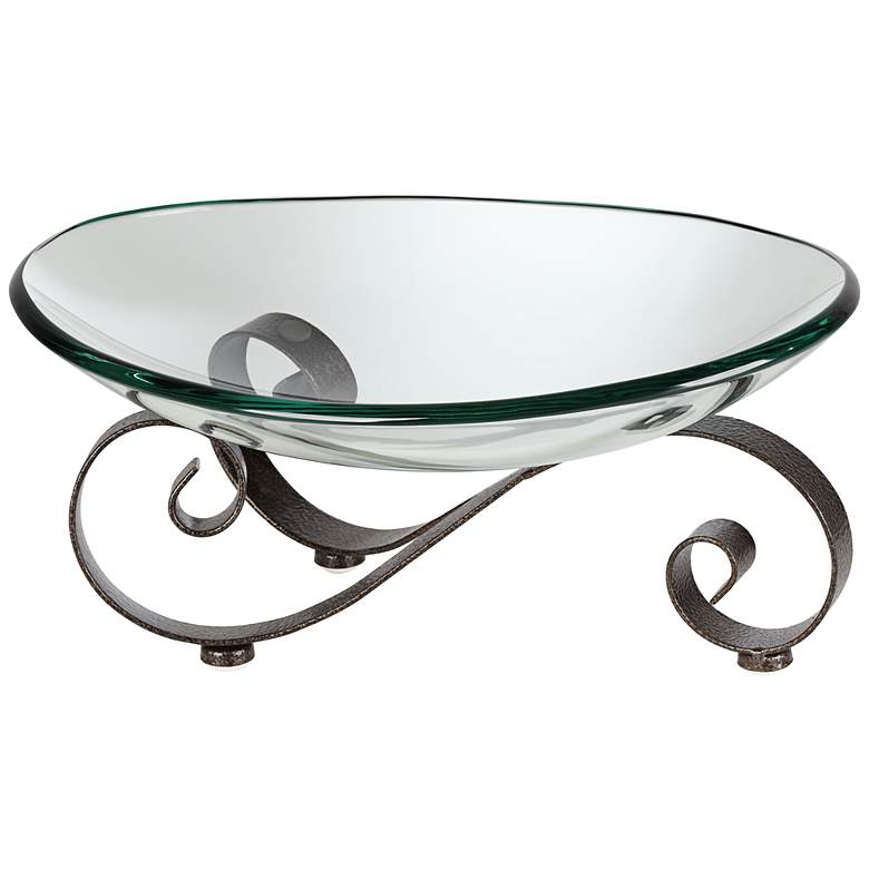 Image 2 Iron Scroll Stand with Oval Glass Bowl