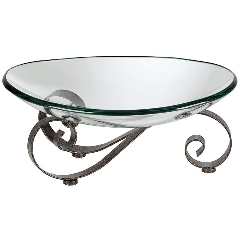 Iron Scroll Stand with Oval Glass Bowl more views