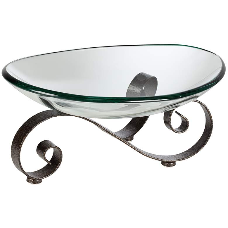Image 6 Iron Scroll Stand with Oval Glass Bowl more views