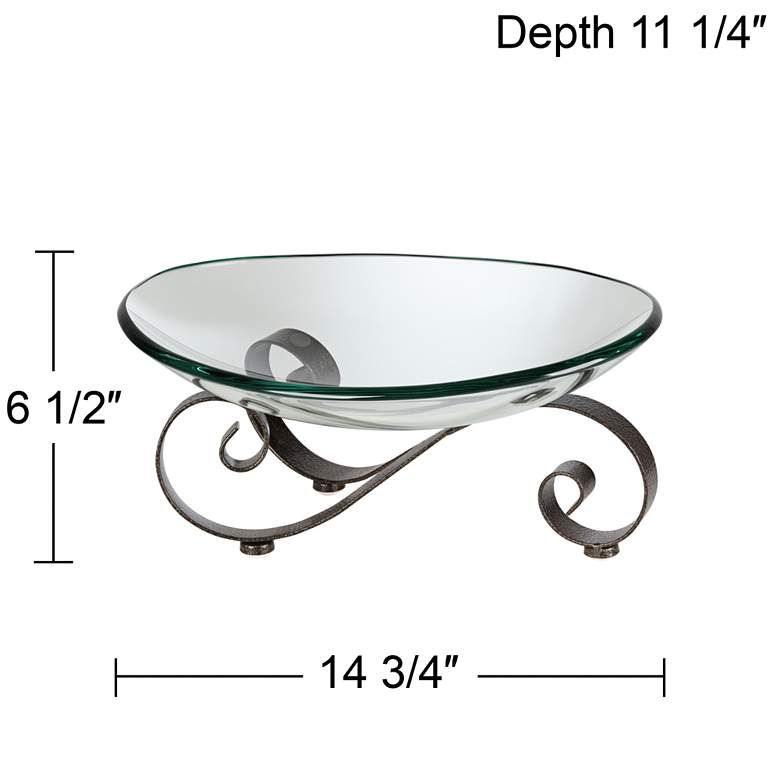 Image 7 Iron Scroll Stand with Oval Glass Bowl more views