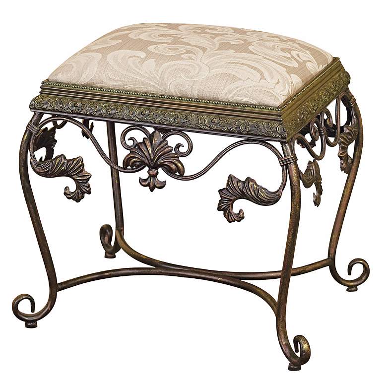 Image 1 Iron Scroll Vanity Seat with Cushion