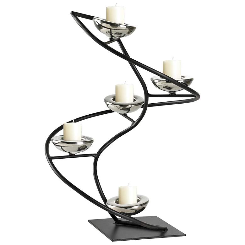 Image 1 Iron Spiral Black and Chrome Votive Candle Holder