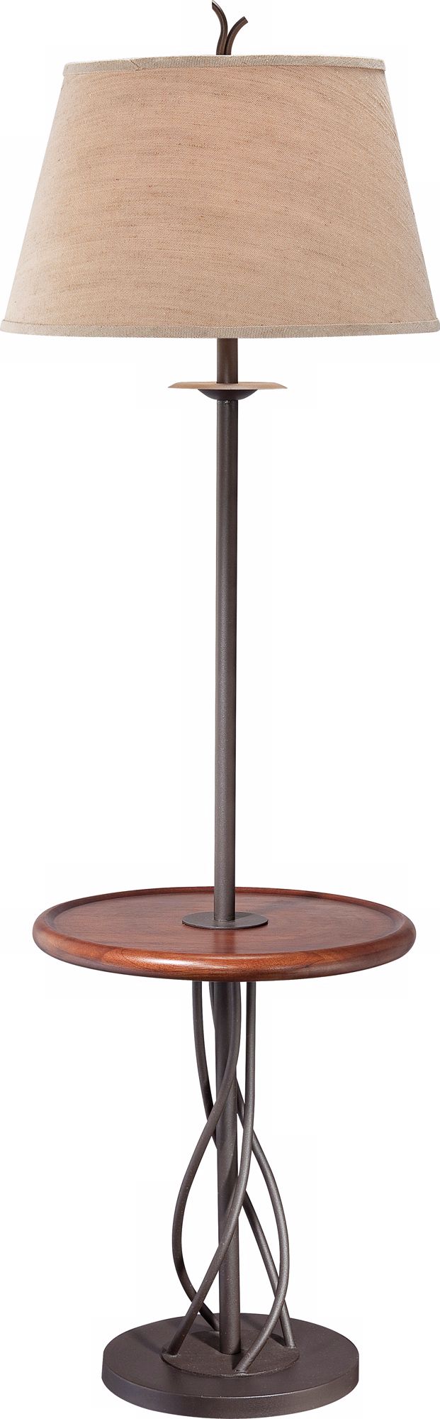 iron twist base wood tray table floor lamp