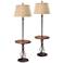 Iron Twist Base Wood Tray Table Floor Lamps Set of 2