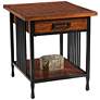 1_Ironcraft 24" Wide Metal and Mission Oak Drawer End Table