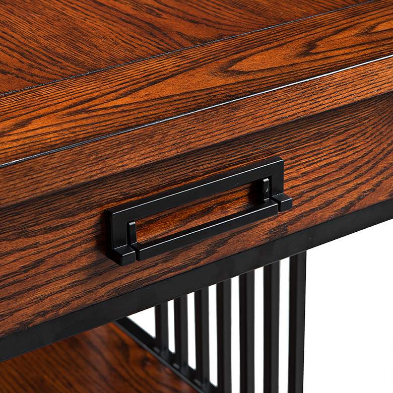Image 4 Ironcraft 24" Wide Metal and Mission Oak Drawer End Table more views