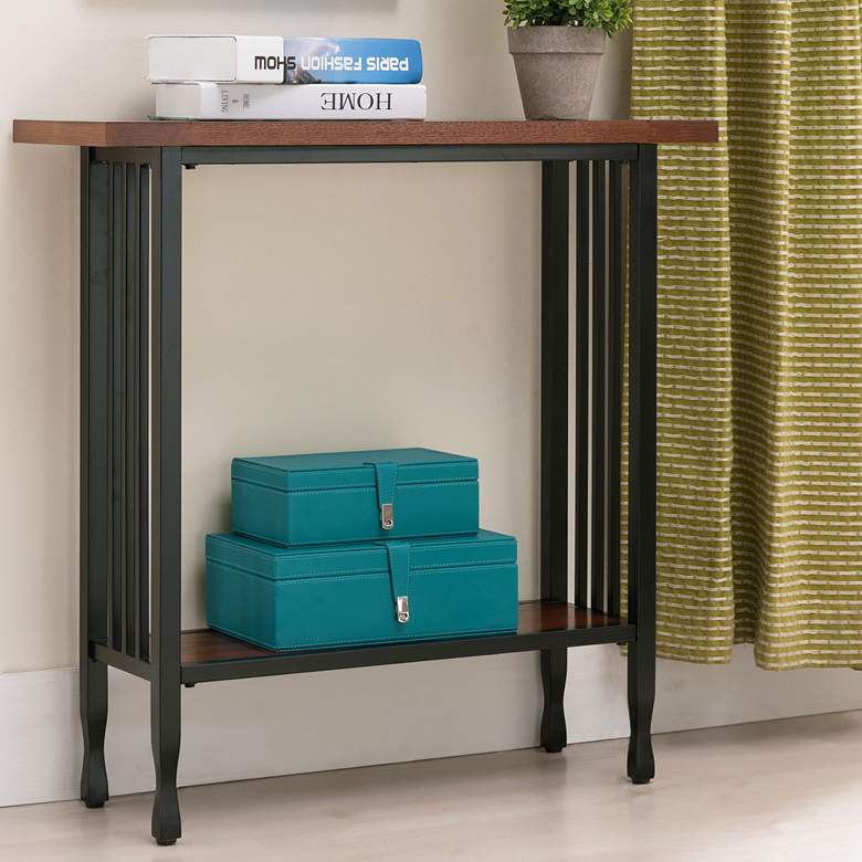 Image 1 Ironcraft 30" Wide Metal and Mission Oak Top Hall Stand