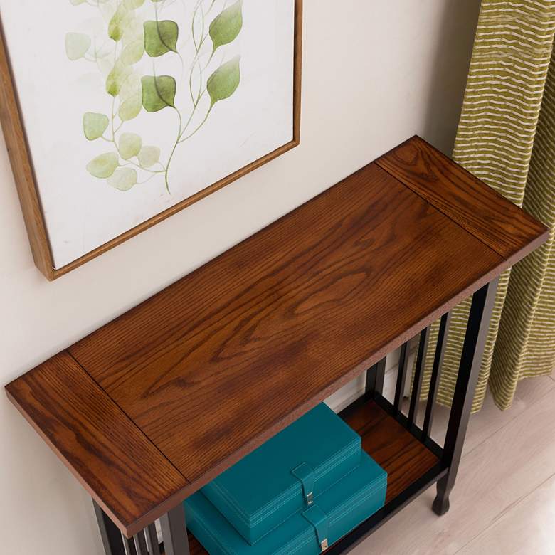 Image 4 Ironcraft 30" Wide Metal and Mission Oak Top Hall Stand more views