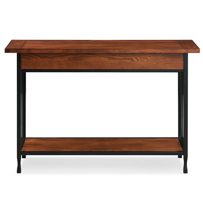Image 3 Ironcraft 46" Wide Metal and Oak Top 2-Drawer Sofa Table more views