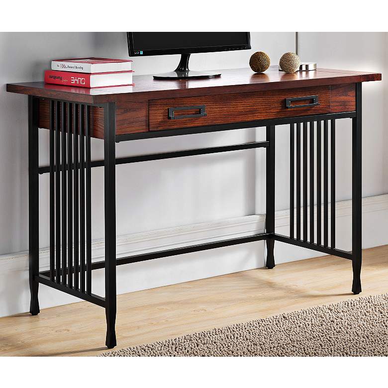 Image 1 Ironcraft 46 inch Wide Mission Oak Computer Writing Desk