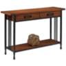 Ironcraft 46" Wide Metal and Oak Top 2-Drawer Sofa Table