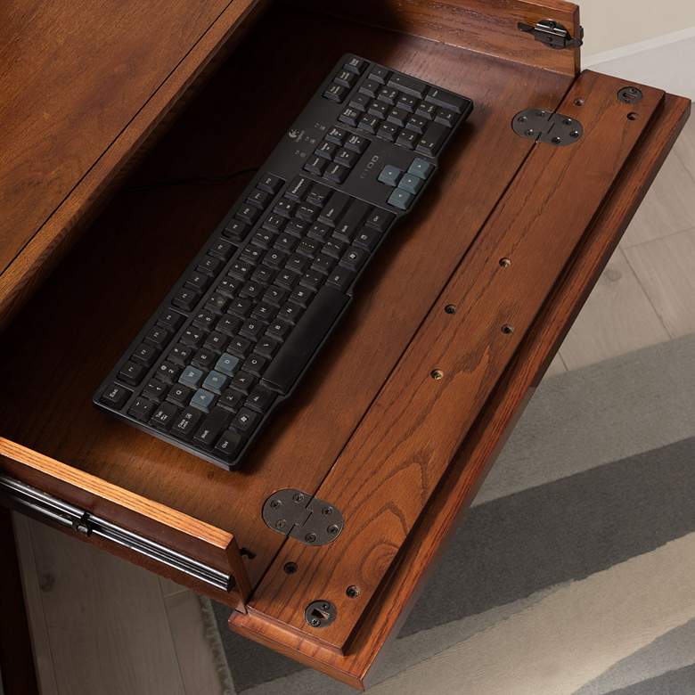 Image 6 Ironcraft 48" Wide Mission Oak Corner Computer Writing Desk more views