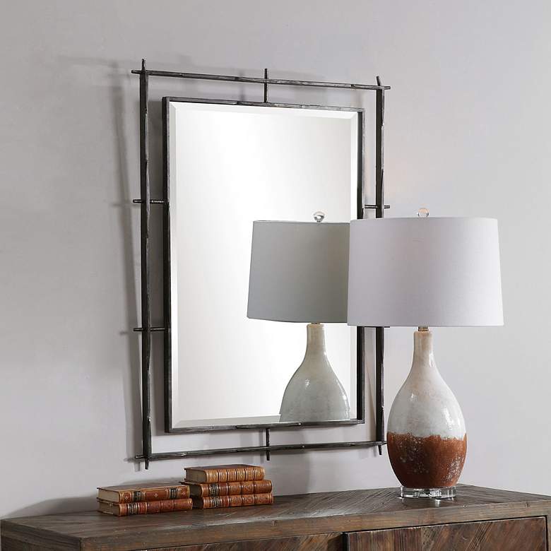 Image 3 Ironworks Ebony 40" x 30" Iron Frame Handcrafted Wall Mirror more views
