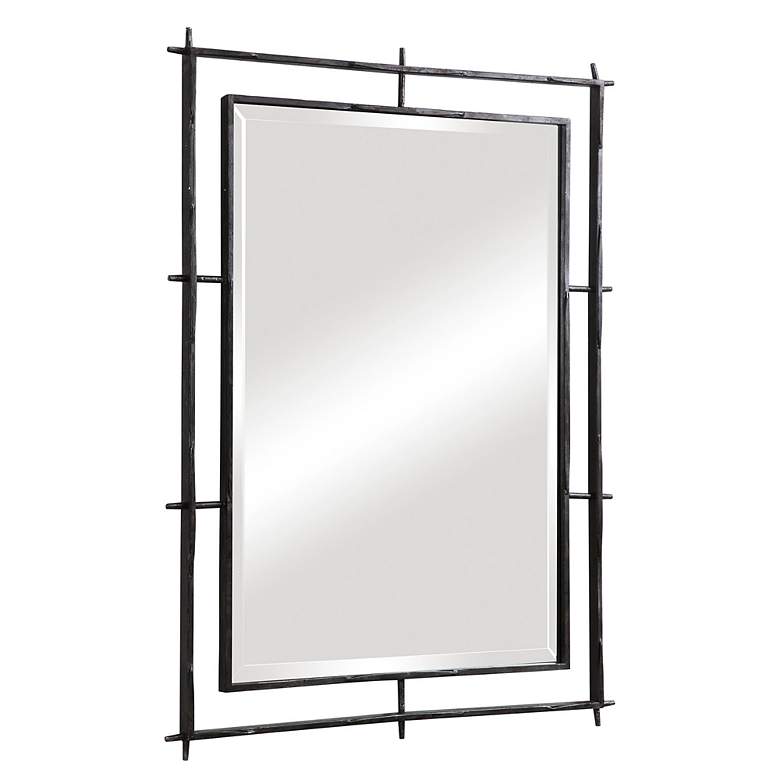 Image 4 Ironworks Ebony 40 inch x 30 inch Iron Frame Handcrafted Wall Mirror more views