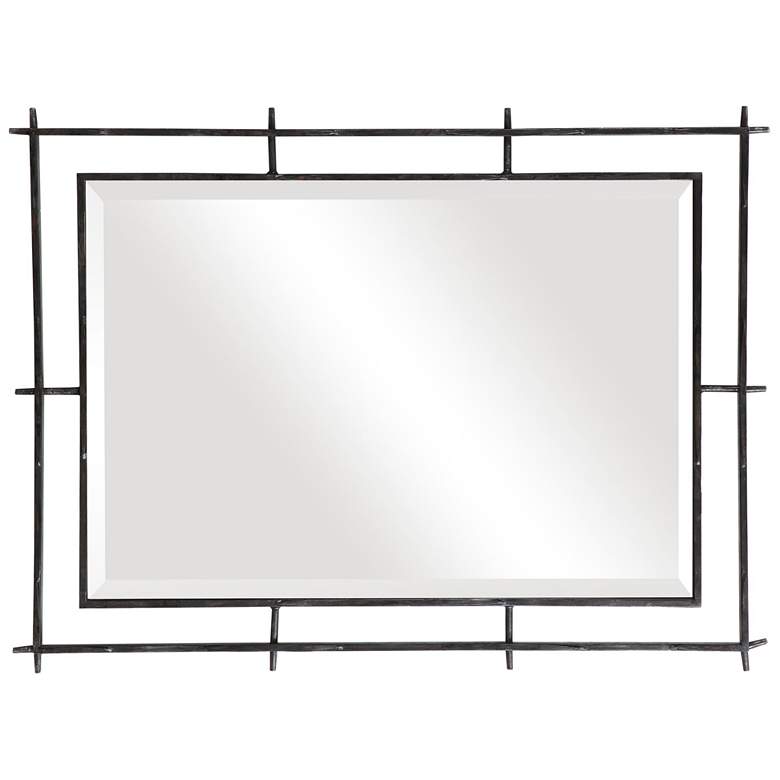 Ironworks Ebony 40&quot; x 30&quot; Iron Frame Handcrafted Wall Mirror more views