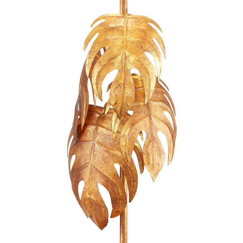 Image 3 Irvin Golden Vintage Iron Monstera Leaves Table Lamp more views
