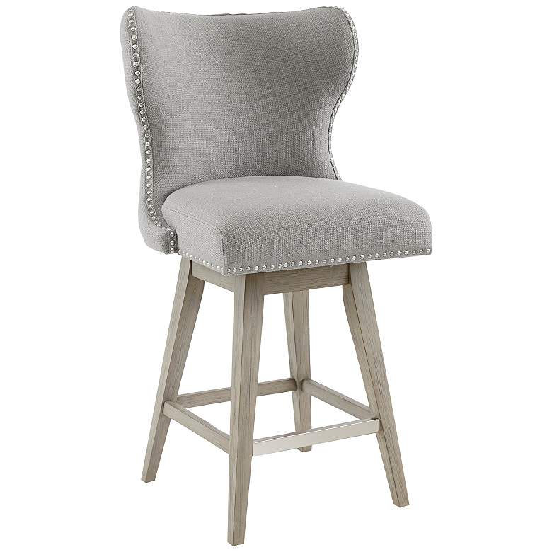 Image 2 Irvine 27" Gray Fabric Tufted Swivel Counter Stool