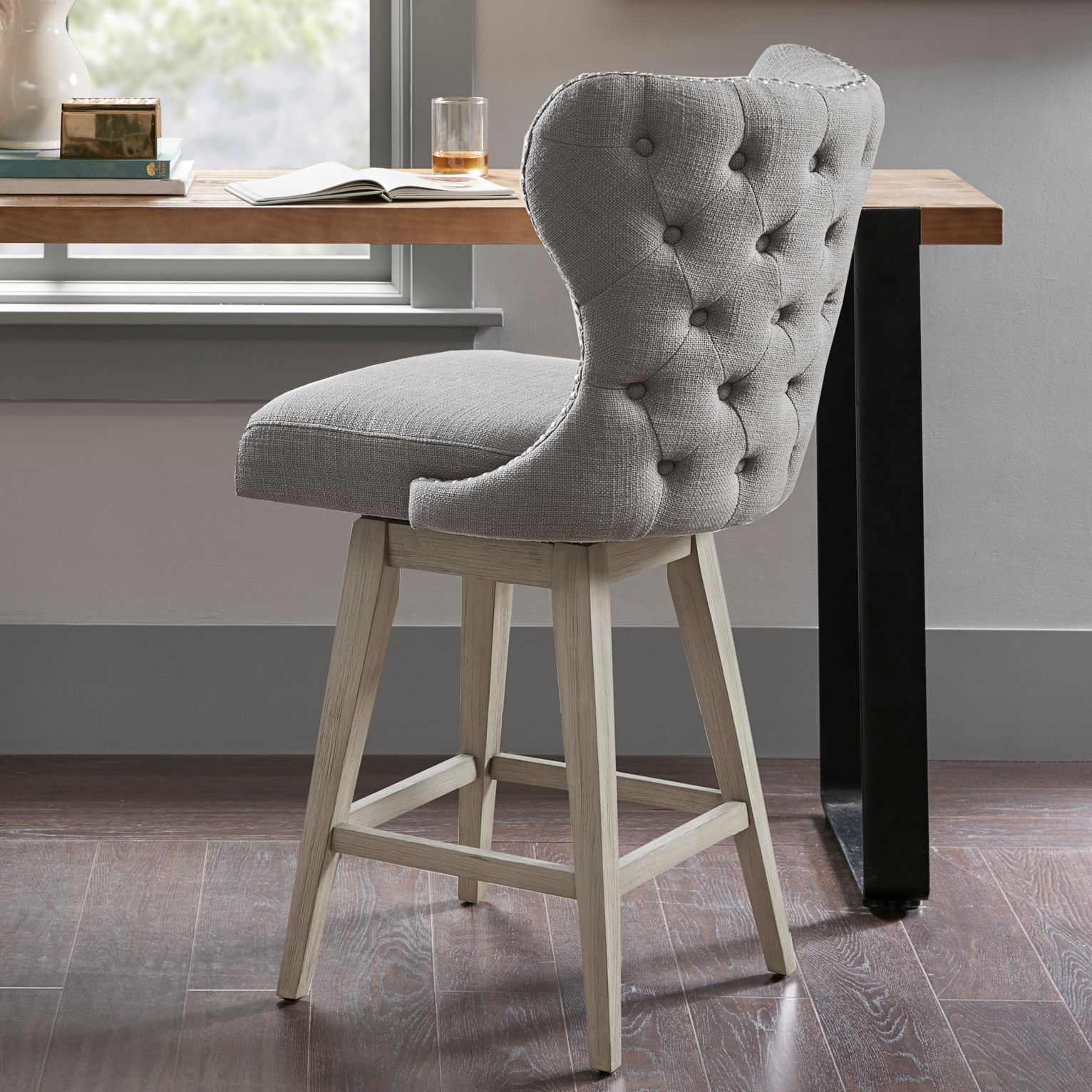 Tufted swivel counter discount stool