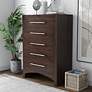 5_Irvine 34" Wide Walnut Wood 5-Drawer Chest more views