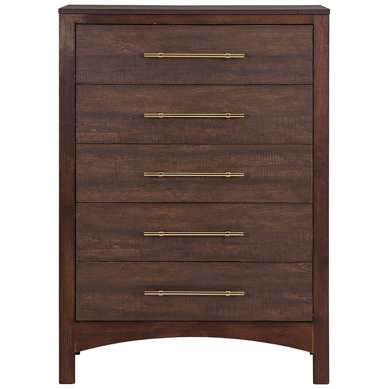 Image 6 Irvine 34" Wide Walnut Wood 5-Drawer Chest more views