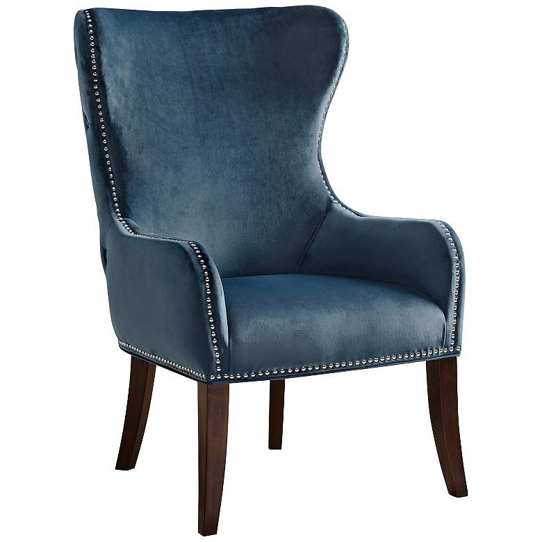 Image 2 Irvine Blue Button-Tufted Wingback Accent Chair