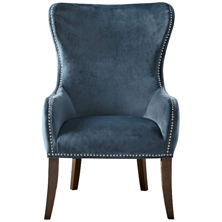 Image 4 Irvine Blue Button-Tufted Wingback Accent Chair more views