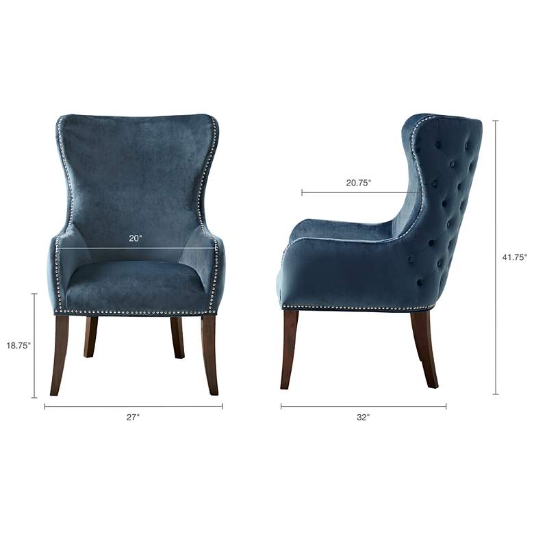 Image 6 Irvine Blue Button-Tufted Wingback Accent Chair more views