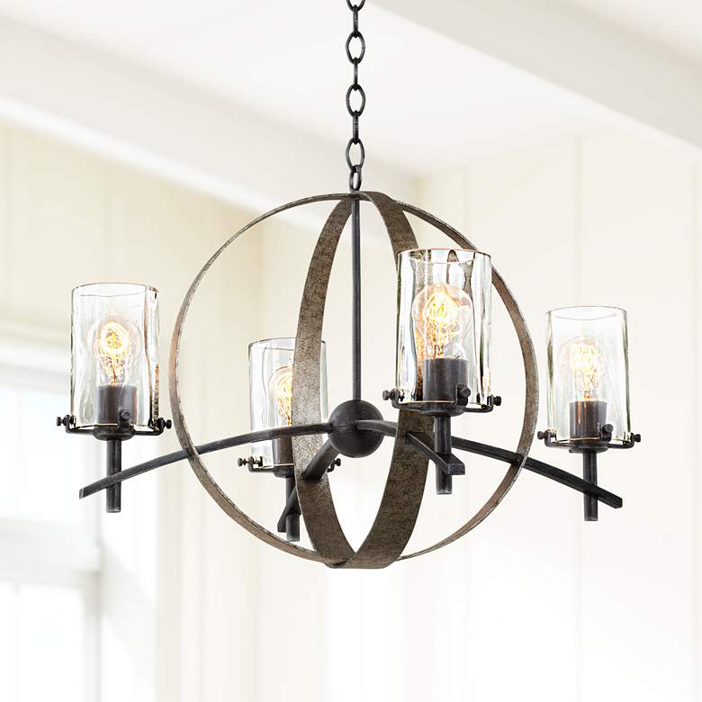 Image 1 Irvine Vintage Iron 26 1/2" Wide 4-Light Chandelier