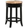 Irving 24" Antique Black Wood and Rush Swivel Counter Stool