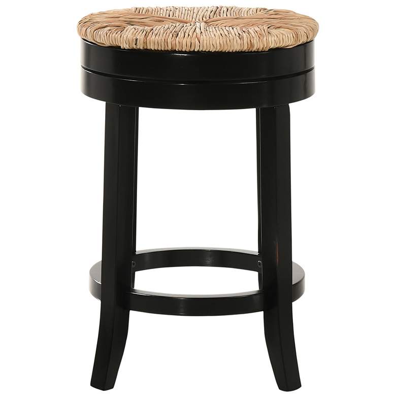 Image 4 Irving 24" Antique Black Wood and Rush Swivel Counter Stool more views