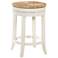 Irving 24" Antique White Wood and Rush Swivel Counter Stool