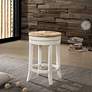 Irving 24" Antique White Wood and Rush Swivel Counter Stool