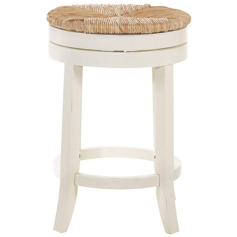 Image 4 Irving 24" Antique White Wood and Rush Swivel Counter Stool more views