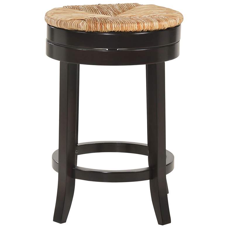 Image 4 Irving 24 inch Espresso Wood and Rush Swivel Counter Stool more views