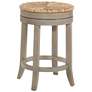 Irving 24" Weathered Gray Wood and Rush Swivel Counter Stool
