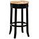 Irving 30" Antique Black Wood and Rush Swivel Bar Stool