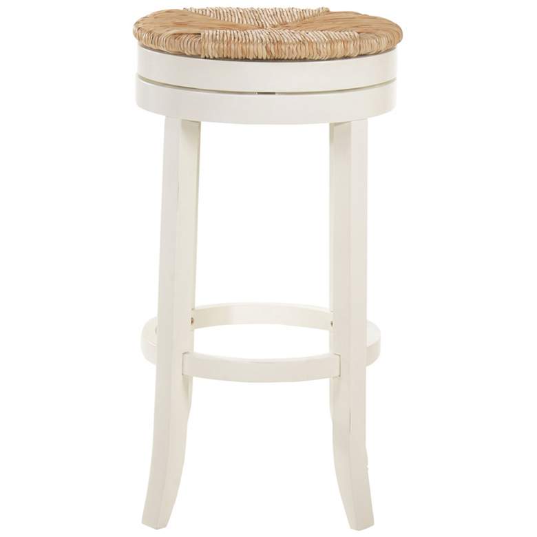 Image 4 Irving 30 inch Antique White Wood and Rush Swivel Bar Stool more views