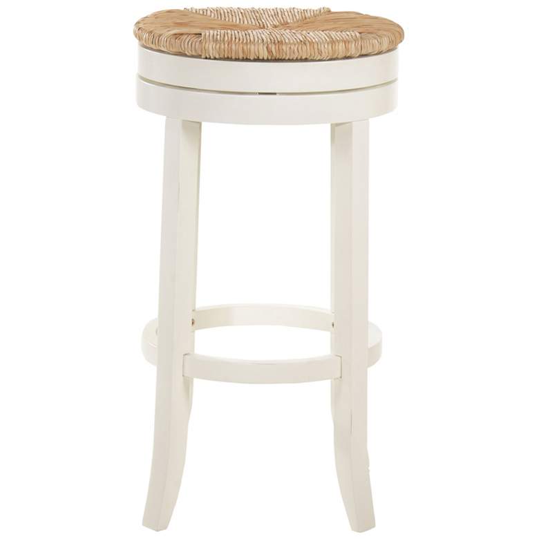 Image 4 Irving 30" Antique White Wood and Rush Swivel Bar Stool more views