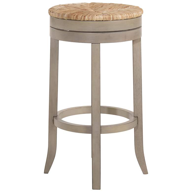 Image 3 Irving 30 inch Weathered Gray Wood and Rush Swivel Bar Stool more views