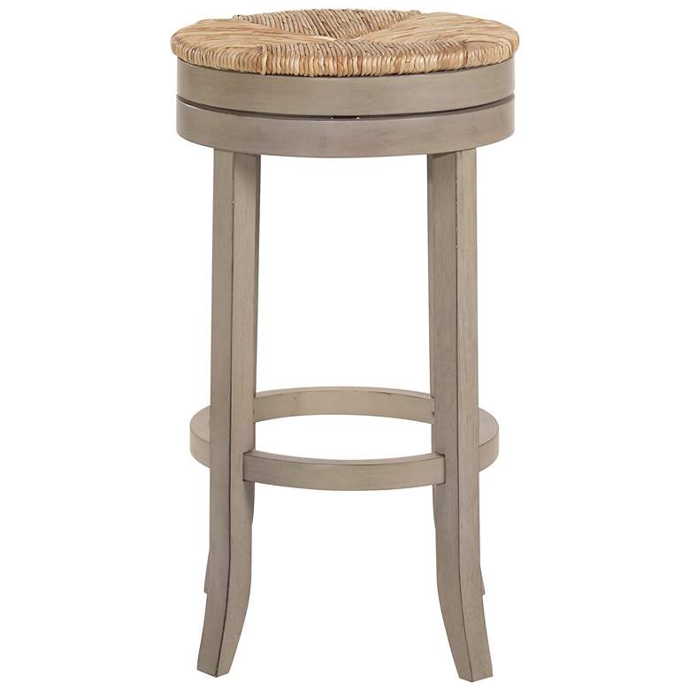 Image 4 Irving 30 inch Weathered Gray Wood and Rush Swivel Bar Stool more views