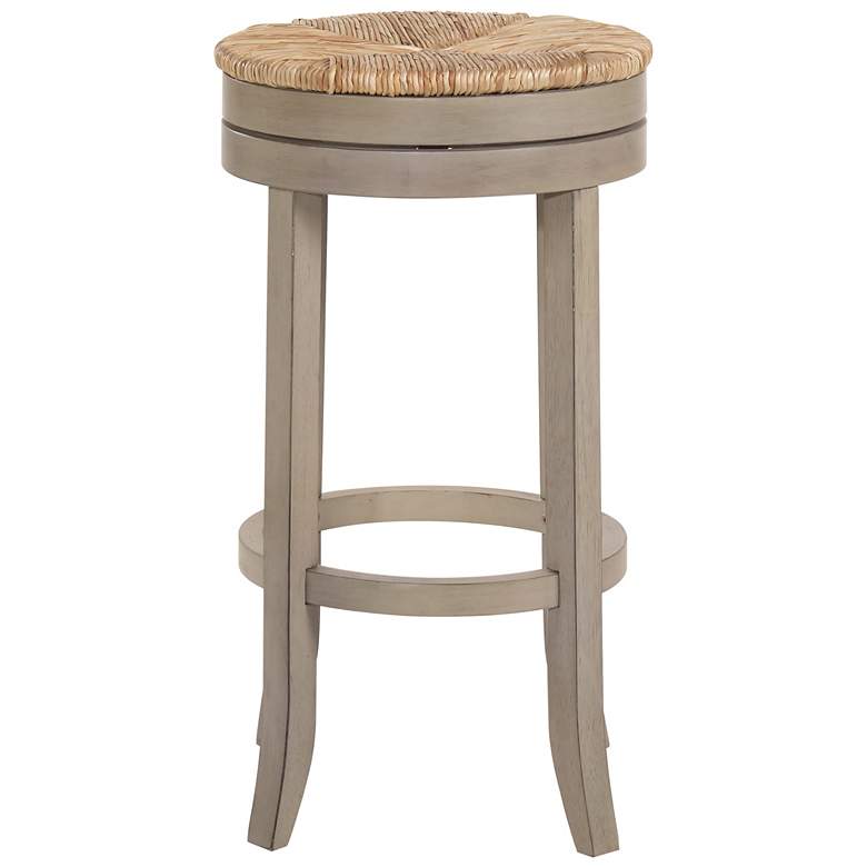 Image 4 Irving 30" Weathered Gray Wood and Rush Swivel Bar Stool more views