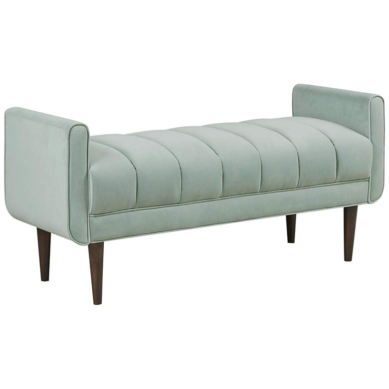 Image 2 Irvington 48" Wide Seafoam Tufted Fabric Accent Bench