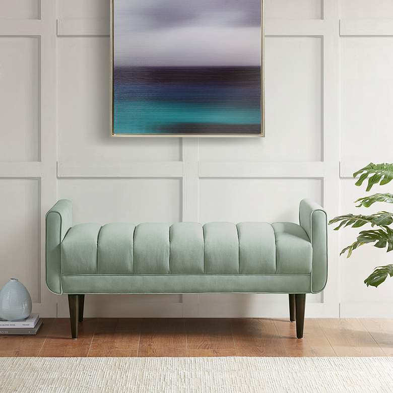 Image 7 Irvington 48" Wide Seafoam Tufted Fabric Accent Bench more views