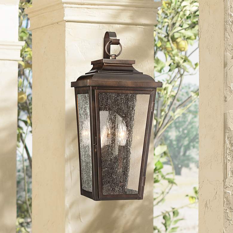 Image 1 Irvington Manor 19 inch High Bronze Outdoor Lantern Traditional Wall Light
