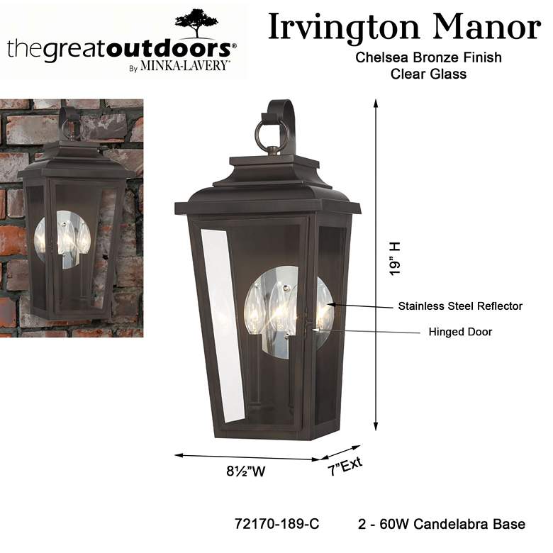Image 3 Irvington Manor 19" High Chelesa Bronze Outdoor Wall Light more views
