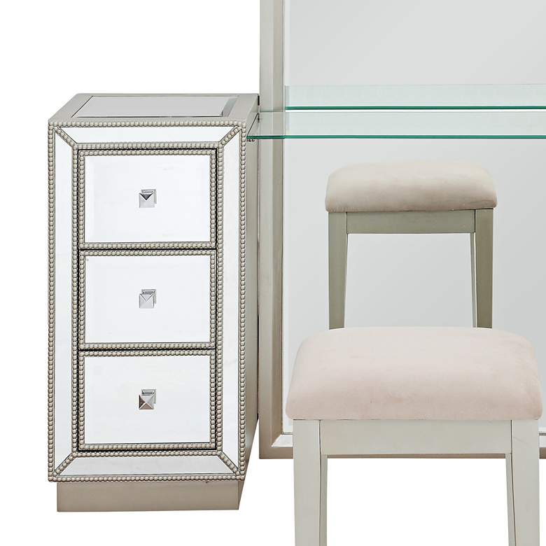 Image 3 Isa 60 inch Wide Console and Stool Set with Dressing Mirror more views