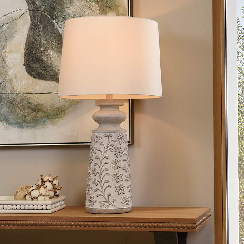 Image 1 Isaac 32" High Greyson And Rubbed White Table Lamp w/ Off-White Shade