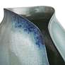Isaac Blue Waterfall Reactive Finish Modern Porcelain Vases Set of 2