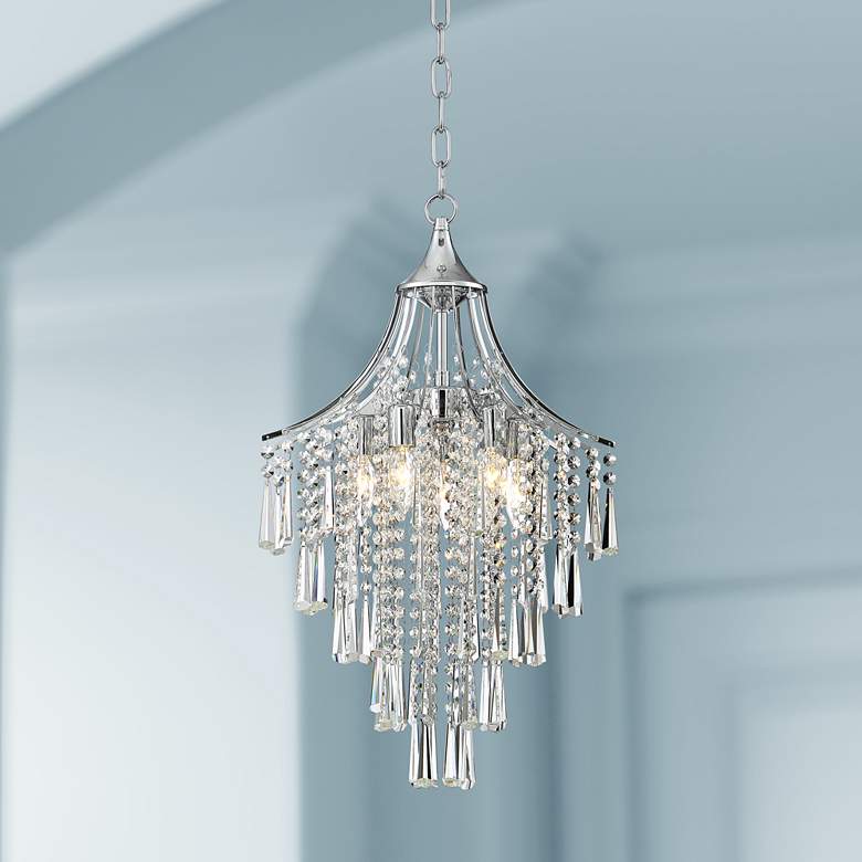Image 1 Isabella 16 inch Wide Chrome and Crystal Pendant Light