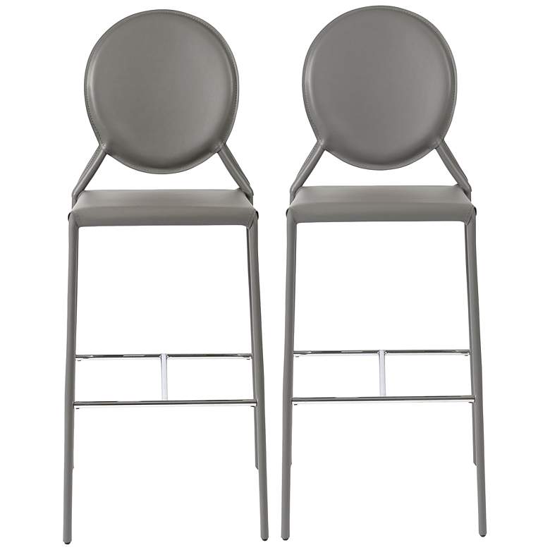 Image 1 Isabella Gray Bonded Leather Bar Chair Set of 2